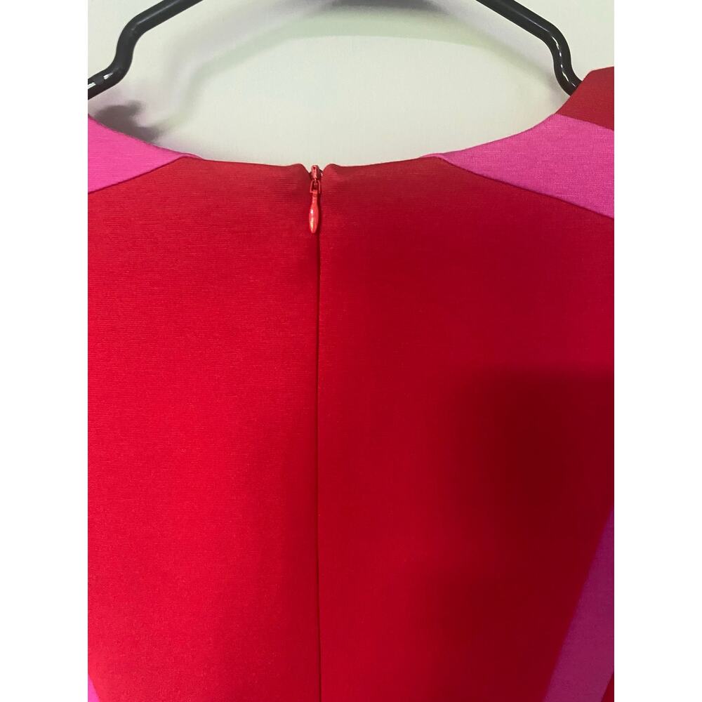 Boden Emily Ponte Red Pink Colorblock Cotton Blend Fit & Flare Dress 10 Tall - Picture 5 of 8